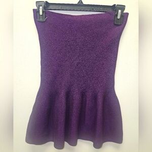 Zara Deep Purple Knit Peplum Bandeau Top Small